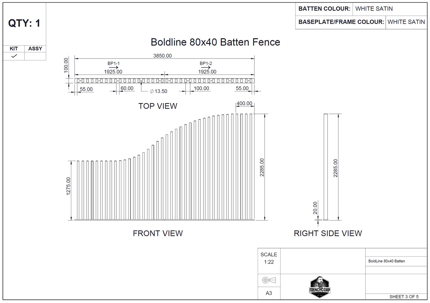 A Batten style profile shop drawing
