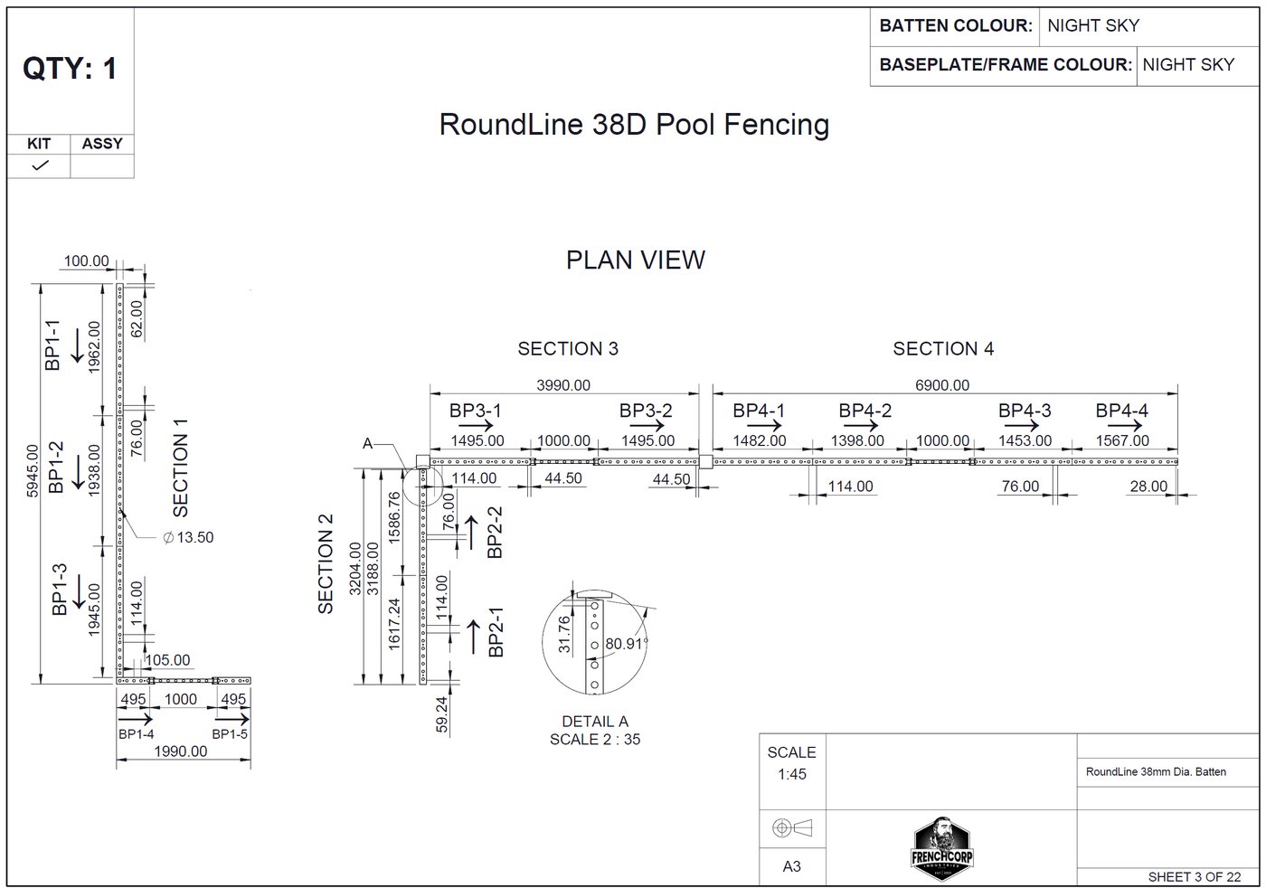 A Batten style profile shop drawing