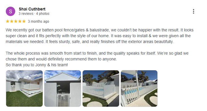 Customer Google review